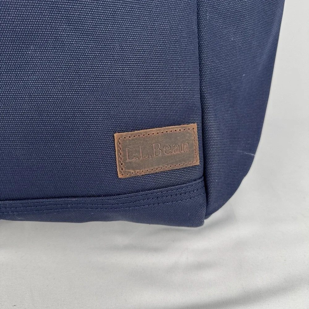 L.L.Bean Stonington Daily Commuter Travel Work Bag Navy Blue Canvas 17